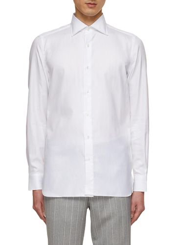 Spread Collar Herringbone Cotton Shirt - LUIGI BORRELLI - NAPOLI - Modalova