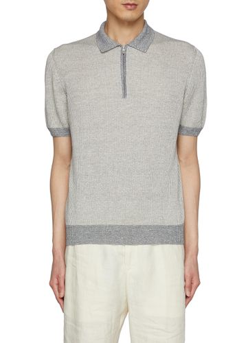 Zip Front Linen Cotton Tennis Polo Shirt - EQUIL - Modalova