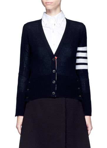 Stripe sleeve cashmere V-neck cardigan - THOM BROWNE - Modalova