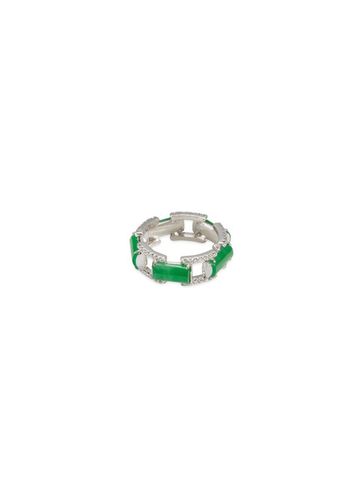 Diamond jade 18k white gold chain effect ring - SAMUEL KUNG - Modalova