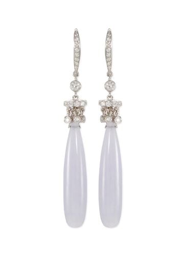 Diamond 18k white gold jade drop earrings - SAMUEL KUNG - Modalova