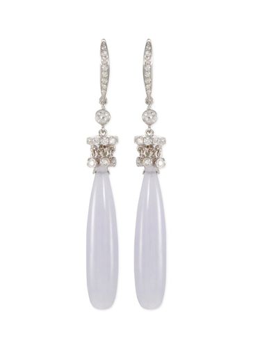 Diamond 18k white gold jade drop earrings - SAMUEL KUNG - Modalova