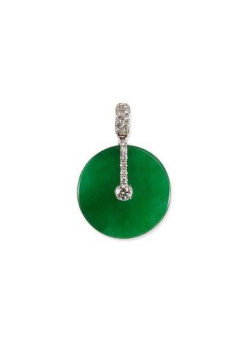 Diamond jade 18k white gold round pendant - SAMUEL KUNG - Modalova