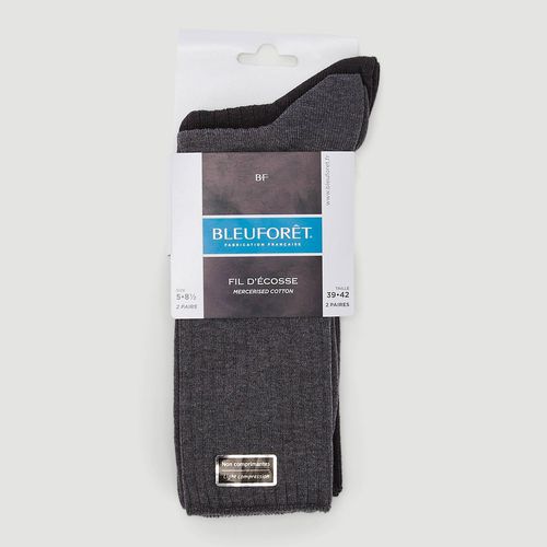 Lot de 2 paires de chaussettes à cotes en fil d'écosse Bleuforêt - BLEU FORET - Modalova