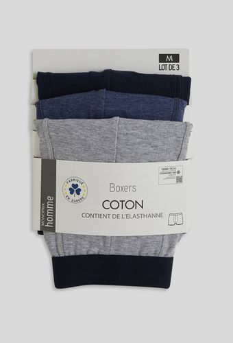 Lot de 3 boxers en coton BIO, certifiés OEKO-TEX - MONOPRIX - Modalova