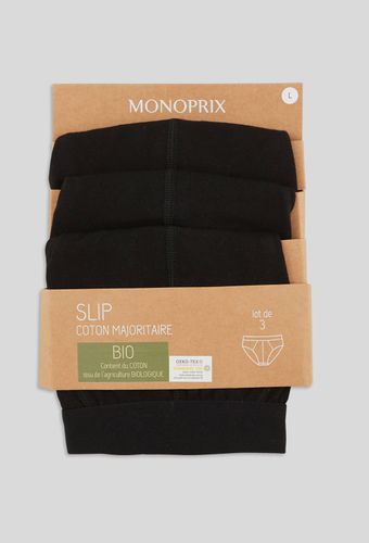 Lot de 3 slips en coton BIO, certifié OEKO-TEX - MONOPRIX - Modalova