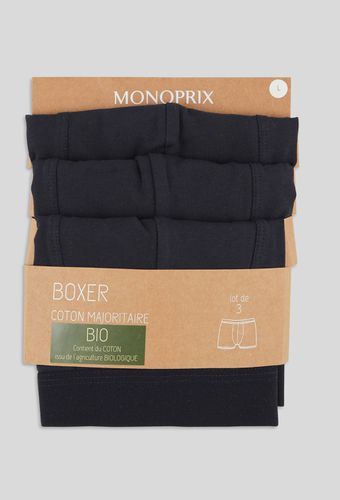 Lot de 3 boxers en coton BIO, certifiés OEKO-TEX - MONOPRIX - Modalova