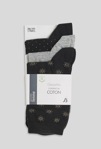 Lot de 3 paires de chaussettes fantaisie en coton - MONOPRIX FEMME - Modalova