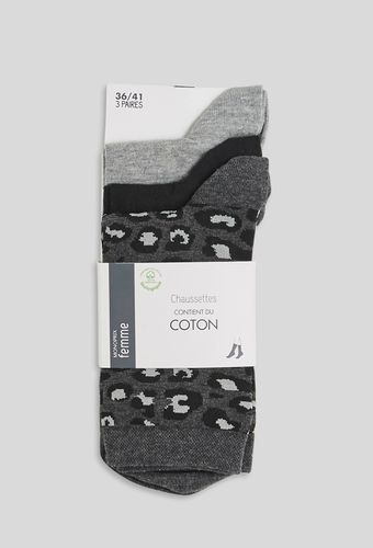 Lot de trois paires de chaussettes motif Leopard - MONOPRIX FEMME - Modalova