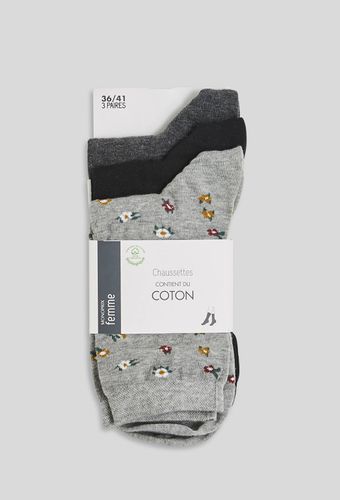 Lot de 3 paires de chaussettes fantaisie en coton - MONOPRIX FEMME - Modalova