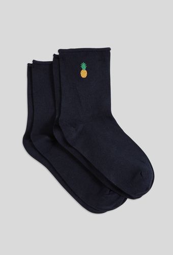 Lot de 2 paires de chaussettes fantaisie avec broderie en coton - MONOPRIX FEMME - Modalova