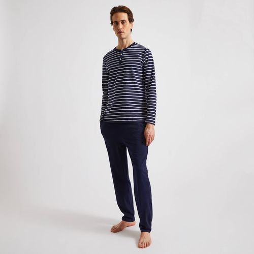 Pyjama manches courtes rayé et bermuda en jersey de coton, BIO - MONOPRIX - Modalova