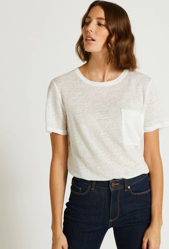 T-shirt uni avec poche poitrine en lin, certifié Oeko-Tex - MONOPRIX FEMME - Modalova