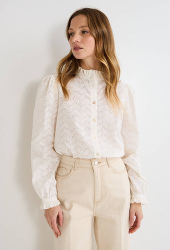 Blouse manches longues en broderie anglaise en coton - MONOPRIX - Modalova