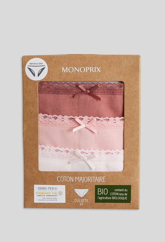 Lot de 3 culottes EVA en coton BIO - MONOPRIX - Modalova