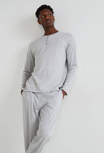 Pyjama manches longues rayé et bermuda en jersey de coton BIO - MONOPRIX - Modalova