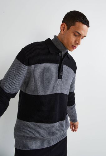 Pull polo côte perlée rayé - MONOPRIX HOMME - Modalova