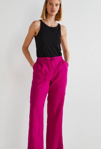 Pantalon taille semi-élastiquée uni en lin - MONOPRIX PREMIUM - Modalova