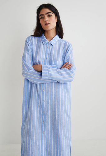 Chemise de nuit longue rayée en lin, certifiée European Flax - MONOPRIX PREMIUM - Modalova