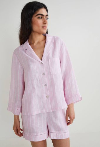 Pyjashort rayé en lin, certifié European Flax - MONOPRIX PREMIUM - Modalova