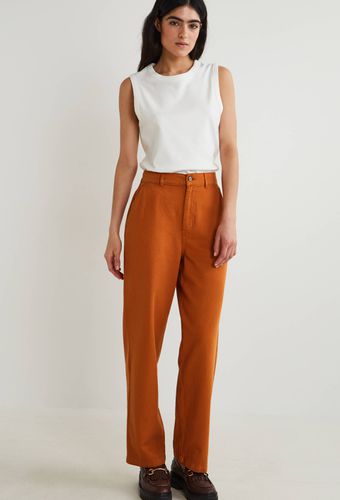 Pantalon droit en coton - MONOPRIX FEMME - Modalova