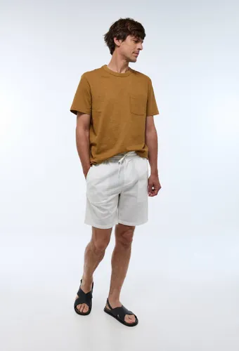 Bermuda à pince taille élastiquée en mélange lin et coton - MONOPRIX - Modalova