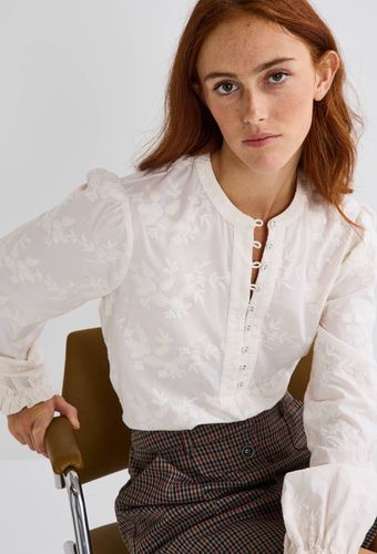 Blouse brodée unie en coton - MONOPRIX - Modalova