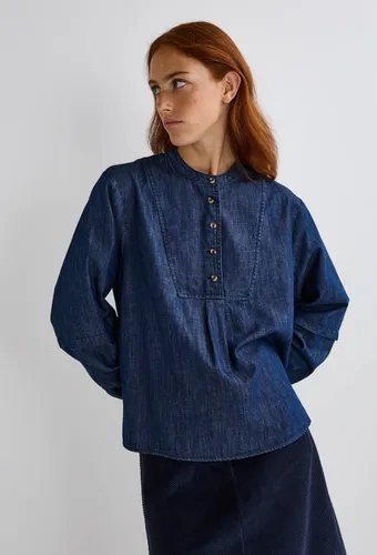 Blouse denim unie en coton - MONOPRIX - Modalova