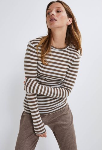 T-shirt manches longues en laine mérinos rayé - MONOPRIX PREMIUM - Modalova