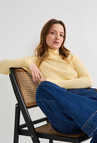 Pull col roulé à côtes uni en coton et cachemire mélangés - MONOPRIX - Modalova