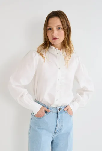 Blouse manches longues unie avec col montant en coton BIO GOTS - MONOPRIX - Modalova