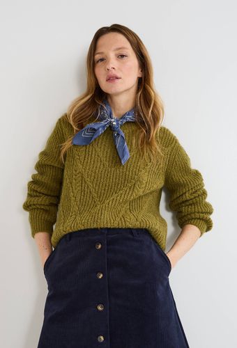 Pull col rond uni avec torsades, contenant de l'alpaga - MONOPRIX - Modalova