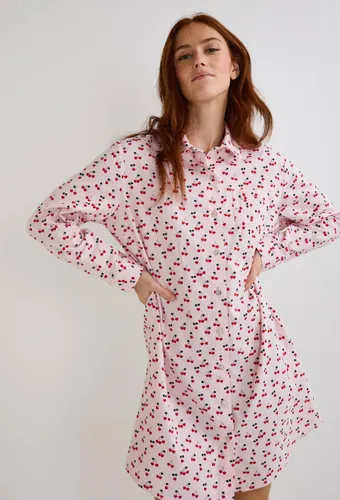 Chemise de nuit manches longues imprimé cerise en coton BIO - MONOPRIX - Modalova