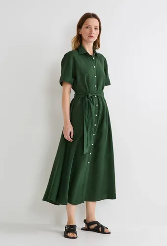 Robe midi ceinturée unie en lin - MONOPRIX - Modalova