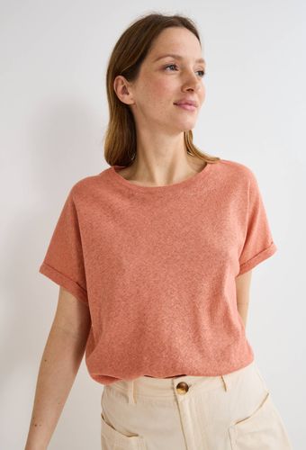 T-shirt manches à revers métallisé contenant du lin - MONOPRIX - Modalova