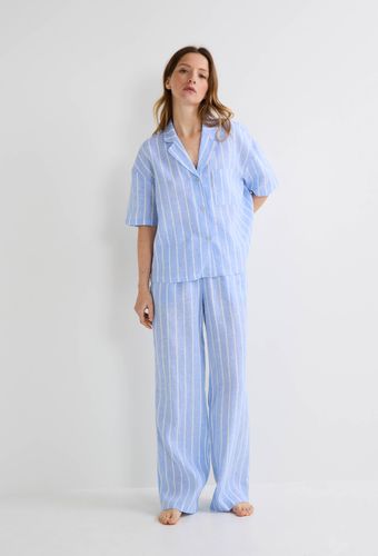 Pyjama rayé manches courtes en lin - MONOPRIX - Modalova