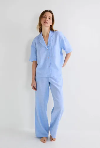 Pyjama uni manches courtes en lin - MONOPRIX - Modalova