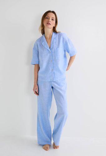 Pyjama uni manches courtes en lin - MONOPRIX - Modalova