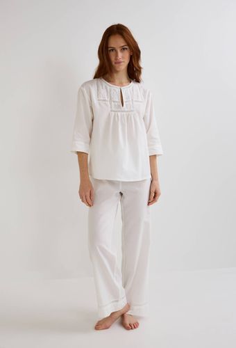 Pyjama en dentelle et twill de coton BIO - MONOPRIX - Modalova