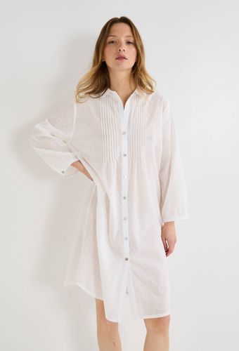 Chemise de nuit unie en plumetis de coton BIO - MONOPRIX - Modalova