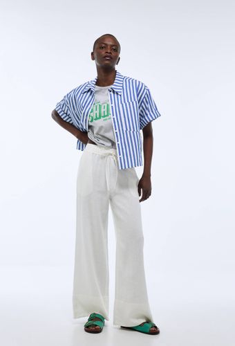 Pantalon large à taille élastiquée en lin - MONOPRIX PREMIUM - Modalova