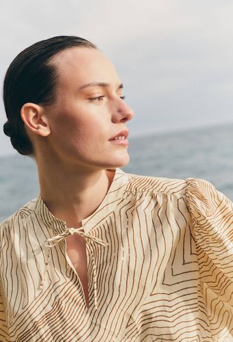 Blouse manches courtes imprimée en coton - MONOPRIX - Modalova