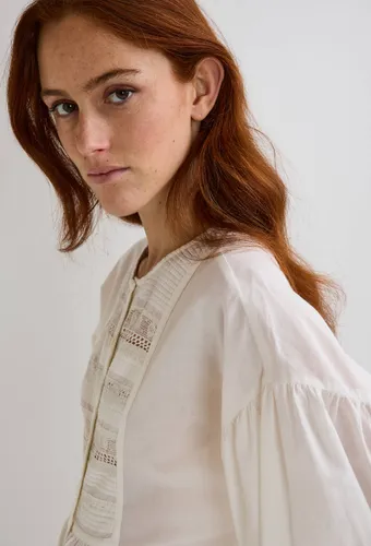 Blouse manches longues avec dentelle en coton BIO GOTS - MONOPRIX - Modalova