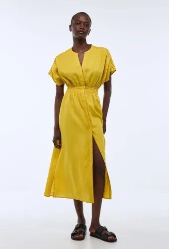 Robe midi unie en lin - MONOPRIX - Modalova