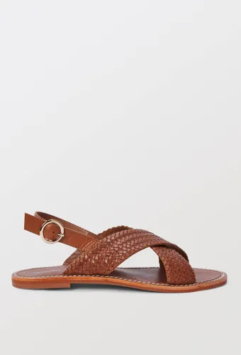 Sandales croisées tressées en cuir - MONOPRIX PREMIUM - Modalova