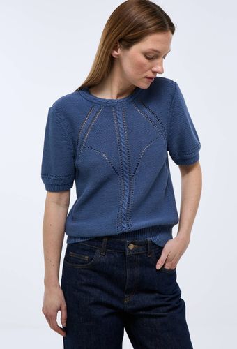 Pull manches courtes ajouré en coton - MONOPRIX - Modalova