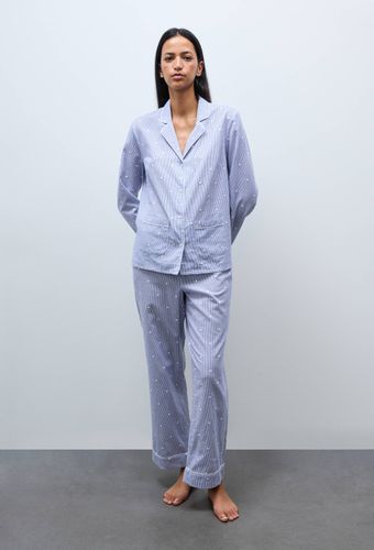Pyjama long à rayures et pois brodés en coton BIO GOTS - MONOPRIX - Modalova