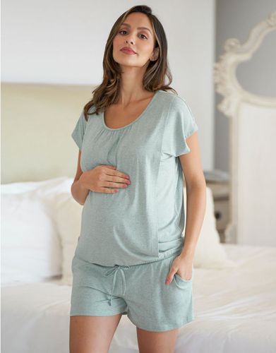 Ensemble pyjama short grossesse et allaitement - sauge - Seraphine - Modalova