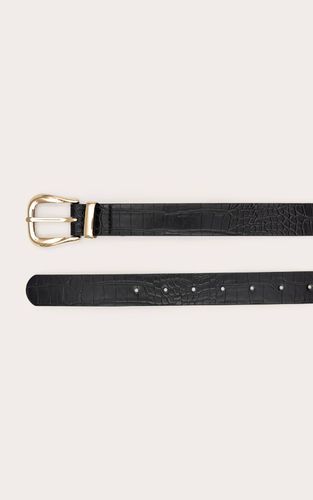 Black Ceinture Taille Boucle Dorée Effet Croco | Taille Small/Medium - PrettyLittleThing - Modalova