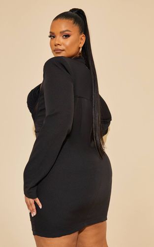 Black Robe Moulante Grande Taille À Corset Et Détail Croisé Devant | Taille 56 - PrettyLittleThing - Modalova